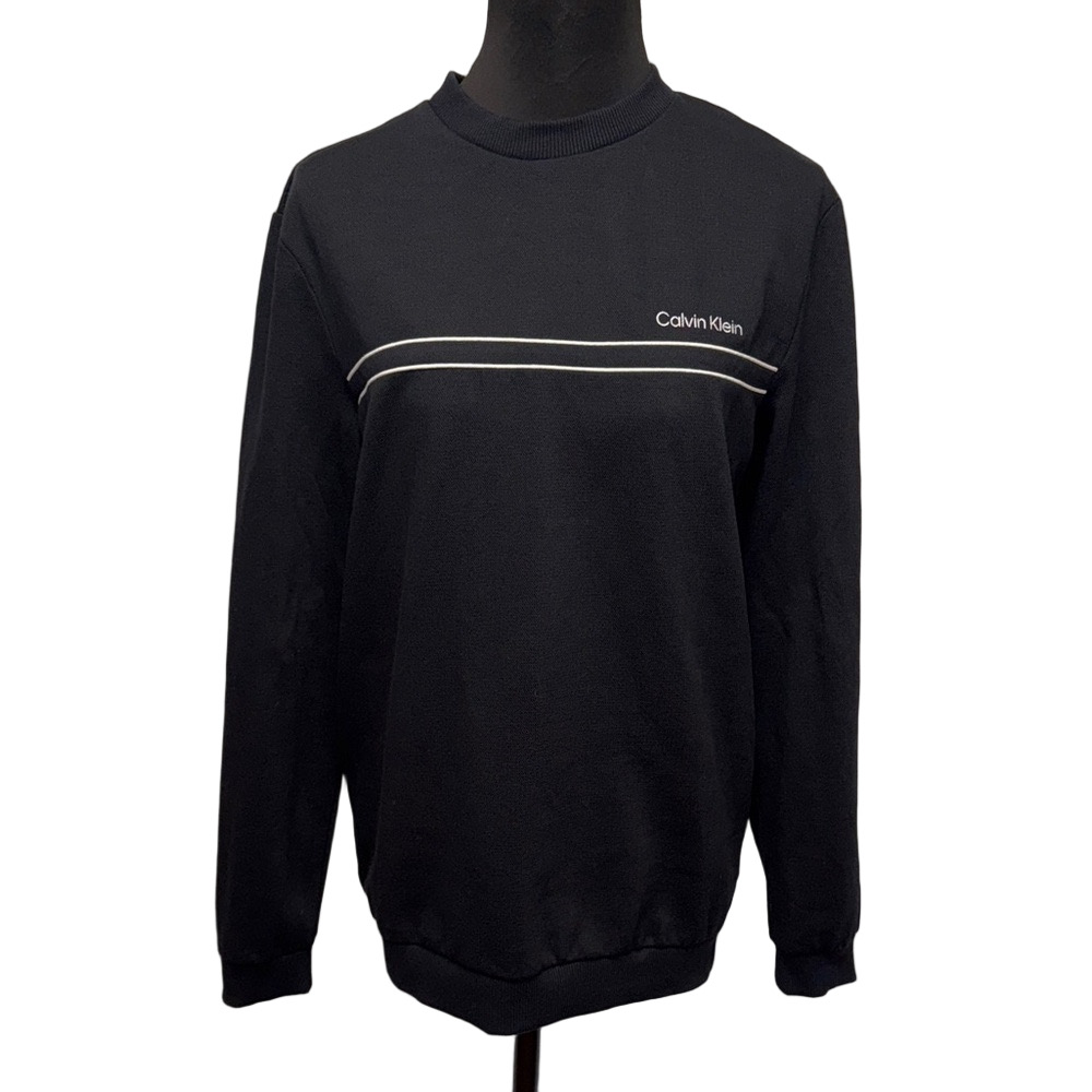 Calvin Klein Men’s Small Black Crewneck Sweatshirt Minimalist Logo